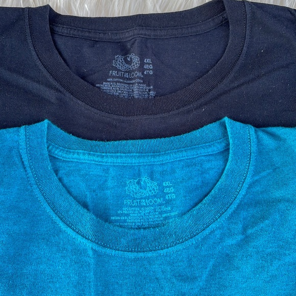 Fruit of the Loom Set of 2 Long Sleeve Crew Neck T-Shirt blue/black Size 4XL - Picture 3 of 7